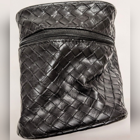 Vtg 02 Nwot Stephen Jones Shiseido bag Woven leather black train case Limited Ed - Picture 10 of 10